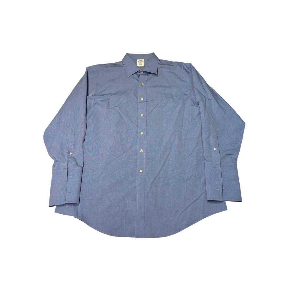 Brooks Brothers 1818 Regent Dress Shirt Mens 17-33 Blue Non-Iron French Cuff